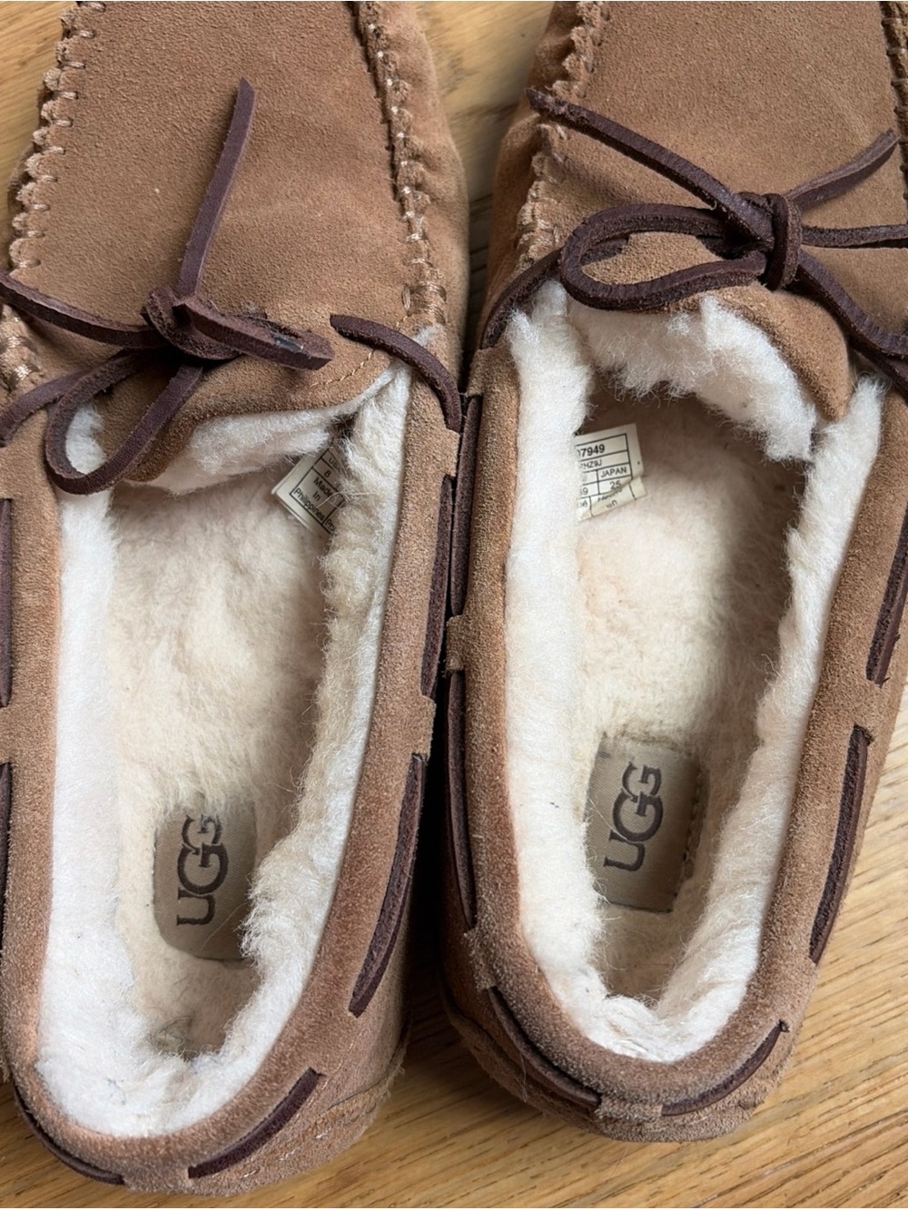 UGG Chestnut Brown Suede Shearling-Lined Moccasins